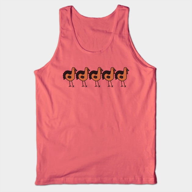 Five Turkey Birds are Funny Thanksgiving Animals Tank Top by ellenhenryart